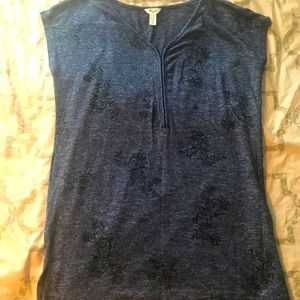 Zippered front,  Navy blue floral